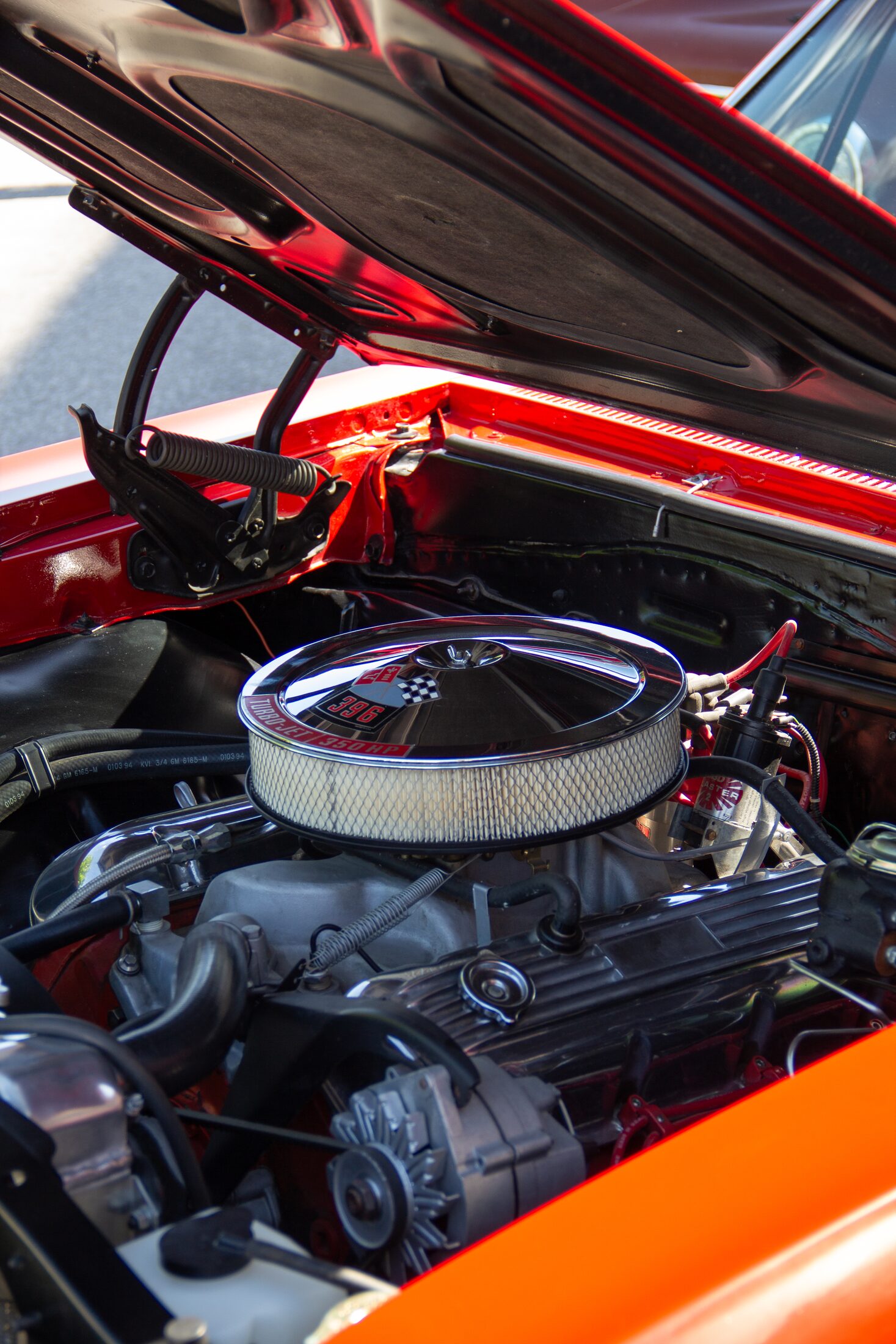 Detailed view of a polished classic engine