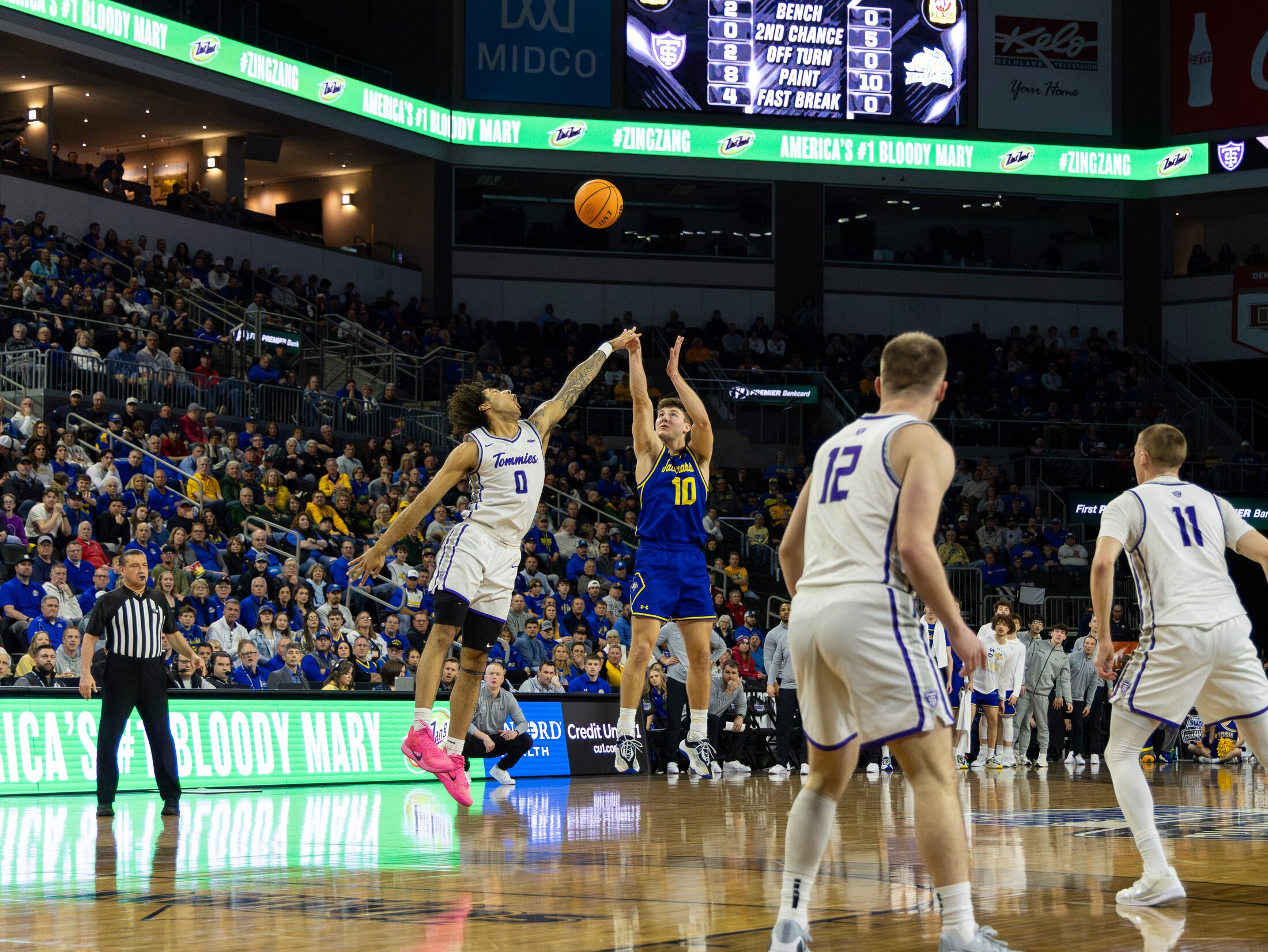 Basketball free throw during a packed game